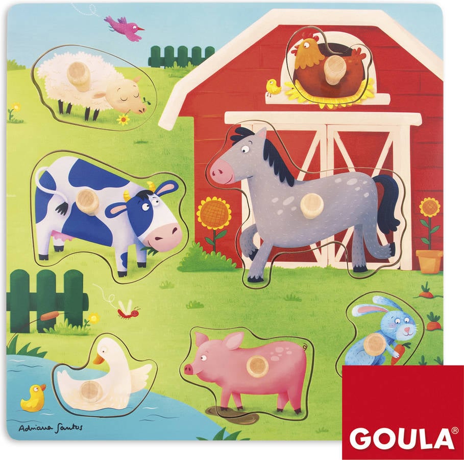 Puzzle Y Animalitos juguetes de madera educativo goula jumbo mothers babies farm 7