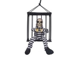 Ats-adorno De Halloween Con Calavera En Jaula, Ojos Brillantes Y Gritos Fantasmagóricos, Props De Halloween Con Batserías