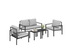 Resistente A La Intemperie,Conjunto De Muebles De Patio Que Incluye Sofá De 2 Plazas,Conjunto Doble Con Cojines Y Mesas Auxiliares, Zinc Transparente.