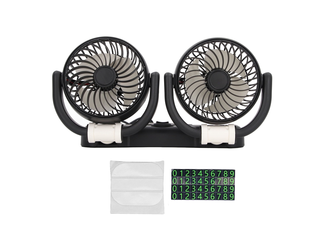 Ventilador Doble Cabeza Plegable Para Coche 2 Velocidades 360 Grados Rotación Usb Dc5v Para Tablero De Coche