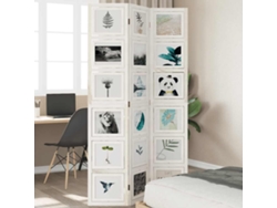 Biombo Separador De 3 Paneles Madera Maciza Paulownia Blanco