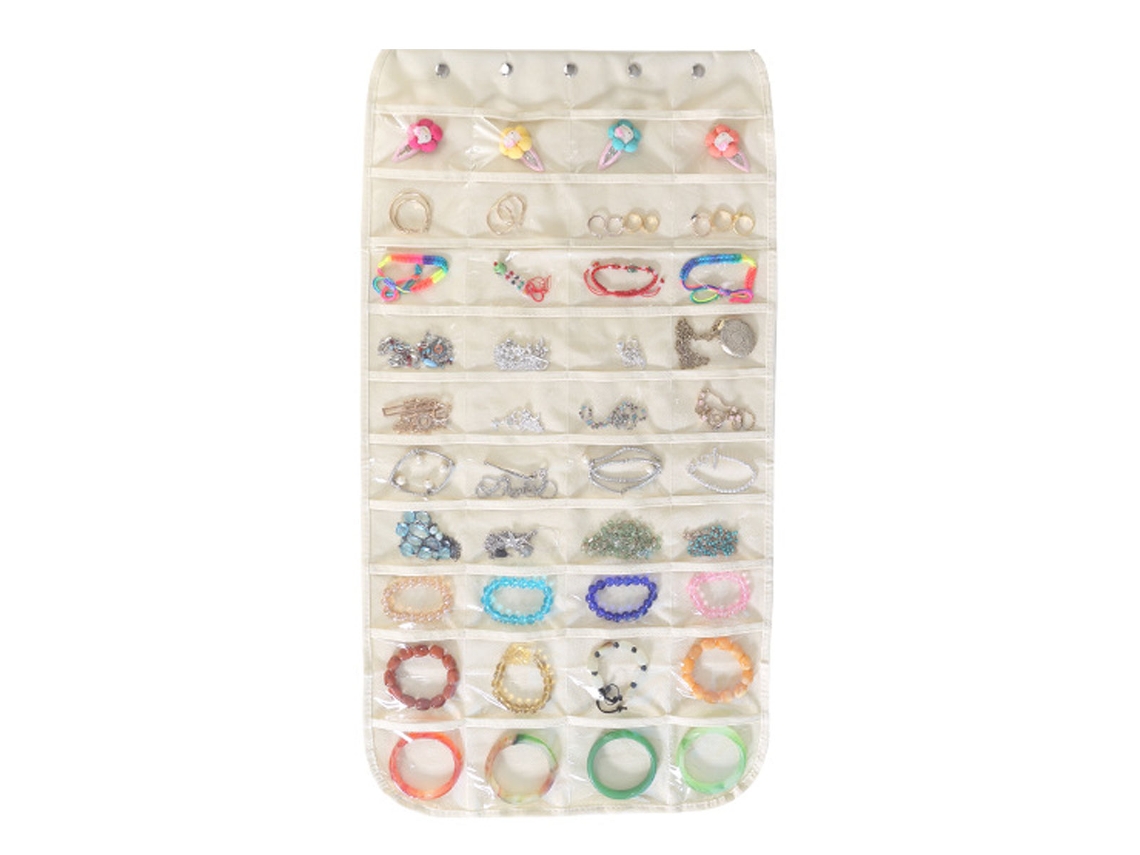 Organizador Joyas Bolsillos Transparentes NEVEANCE Beige (45x25x2cm)