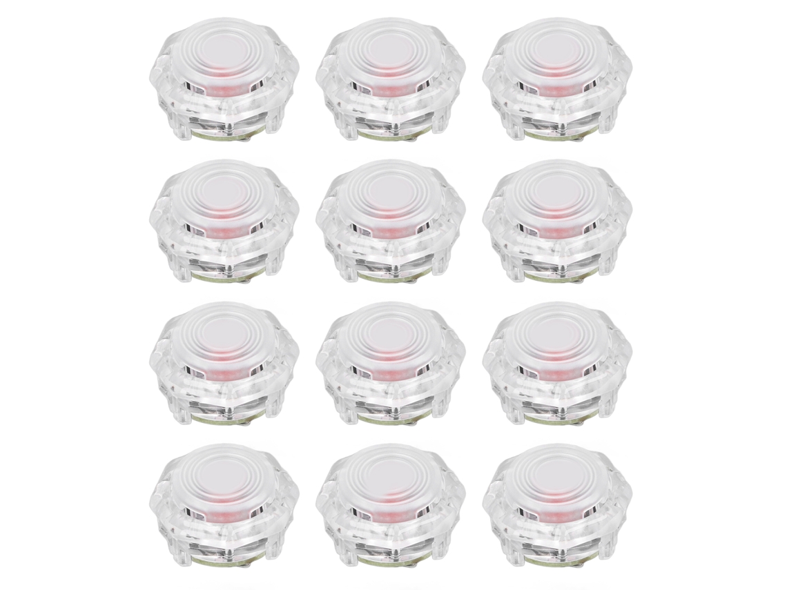 Baoj-202612 Botões de Arcade Profissionais Vermelhos com Interruptor Mecânico Pom para Hitbox, Joystick, Arcade, Street Fighter 6, Transparente Branco, 23,8mm