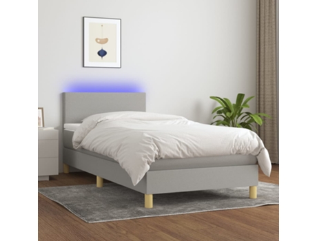 MAISON EXCLUSIVE Cama con somier con colchón y LED 90x200 cm Tela gris claro