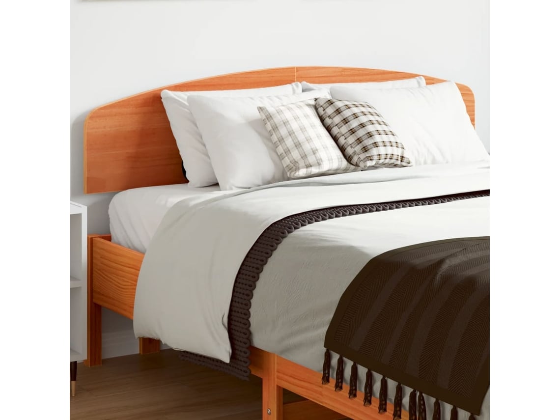 Cabecero De Cama Madera Maciza De Pino Marrón Cera 120 Cm