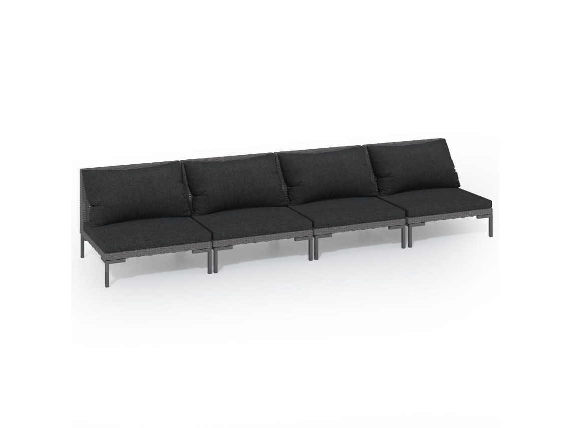 Maison Exclusive - Sofás De Jardín 4 Piezas Y Cojines Ratán Sintético Gris Oscuro