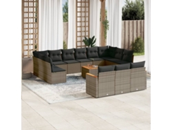 Conjunto de sofá de jardín de 14 piezas con cojines, mimbre gris, DKD Home Decor