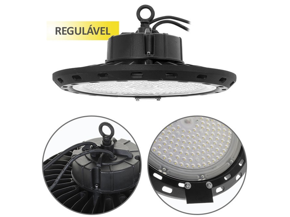 Campana Supervision Luz Regulable Ip65 1X150W Led 15000Lm 6400K 90 Alt.15Xd.34Cm Negro FERRIMEX