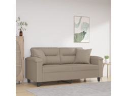 Sofá De 2 Plazas | Sofá De Salón | Sofá De Descanso Con Cojines Tela Microfibra Gris Taupe 140 Cm