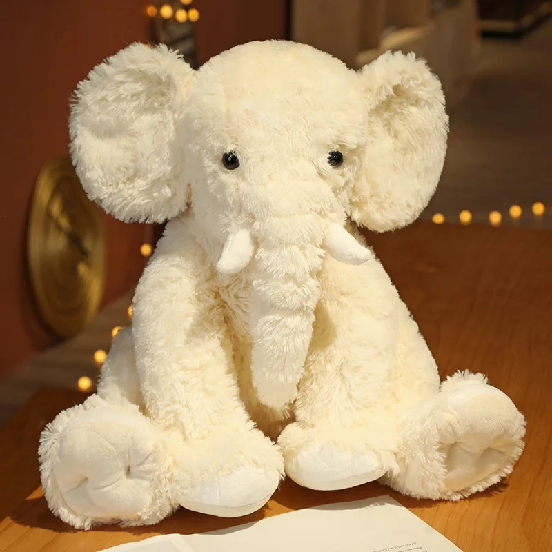 (blanco, 45 Cm) Lindo Peluche Realista De Elefante De Dibujos Animados