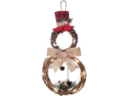 Corona Navideña Iluminada - 40*20 Cm Con Forma De Muñeco De Nieve Para Puerta, Fachada, Pared, Decoración Del Hogar