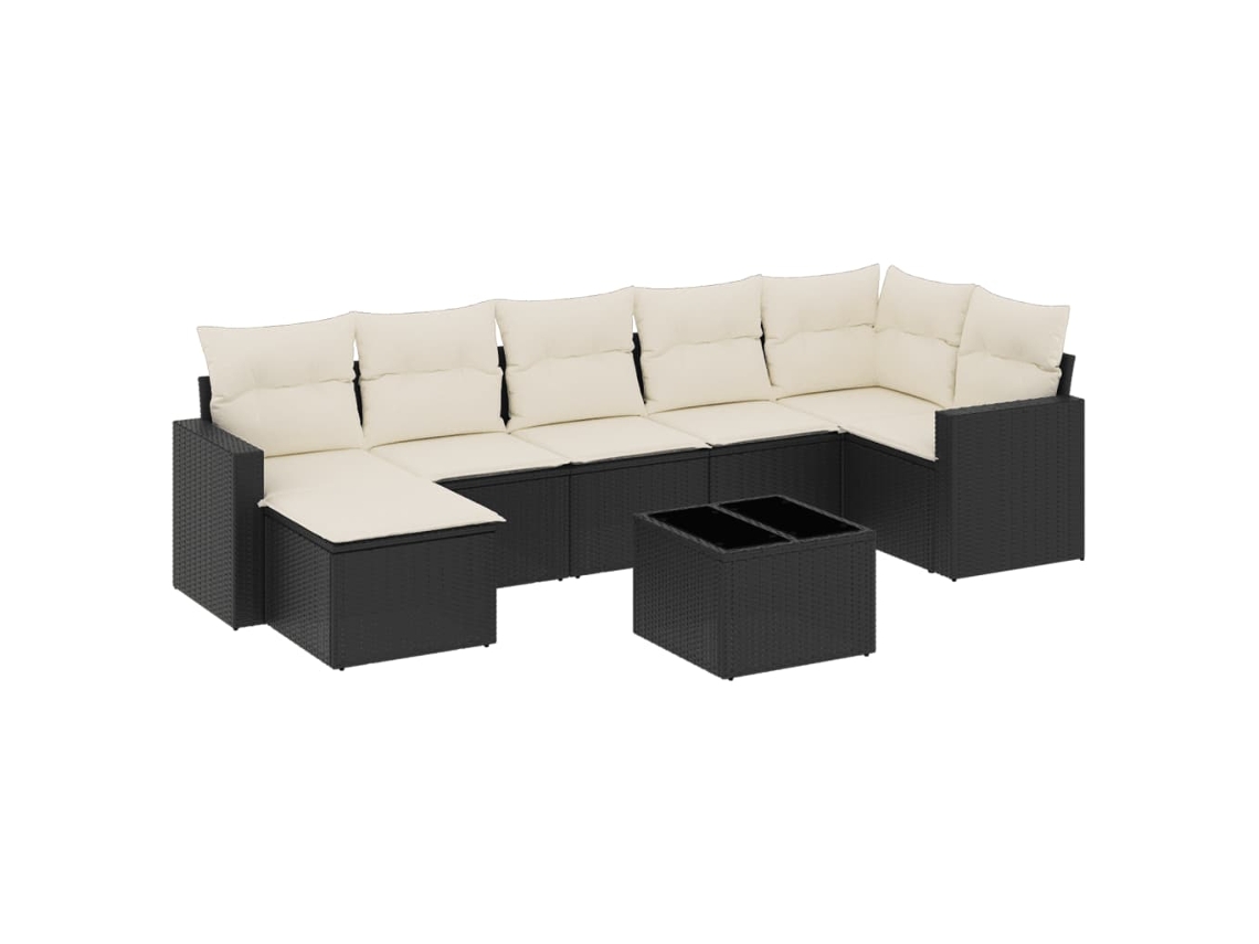 Maison Exclusive - Set De Sofás De Jardín 8 Piezas Y Cojines Ratán Sintético Negro
