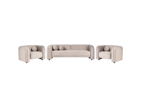 BELIANI Leiren Juego de Salón de Diseño Clásico en Terciopelo Crema 224X83X73