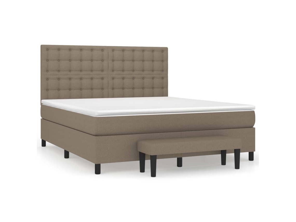 Maison Exclusive - Cama Box Spring Con Colchón Tela Gris Taupe 180x200 Cm