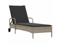 Sillón con ruedas y cojín, patas de mimbre, gris claro, MAISON EXCLUSIVE (sin dimensiones)