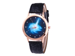 Reloj De Pulsera Negro De Cuarzo Para Parejas De Negocios Con Esfera Redonda.