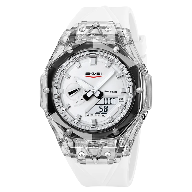 Reloj Deportivo Blanco Para Hombre Con Temporizador De Cuenta Regresiva Para El Verano, Digital, Resistente Al Agua, 5 Alarmas.
