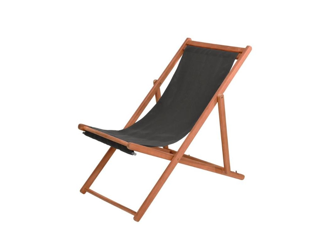 Sillon Posiciones Madera Tela Gris 97x56x85 Cm