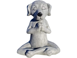 Escultura De Animales En Meditación: Perro, Rana Y Gato. Decoración Para Un Jardín O Hogar Mágico.