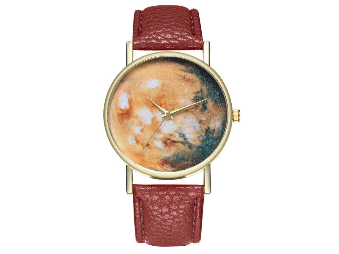 Reloj De Pulsera De Cuarzo Con Correa De Pu Para Hombre Mujer Moda Simple Regalo T32-a Café