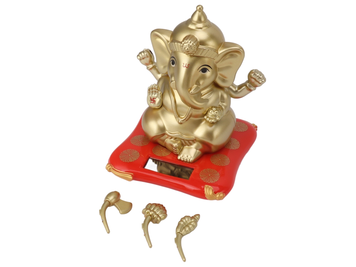 Estatua dorada solar de Ganesha para la decoración del coche y del hogar.