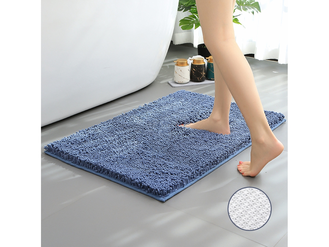 Alfombra de Baño LUUCOZK Antideslizantes Absorbentes Decoración Baño Secado Rápidoparte Inferior Poliéster Azul (50x80cm)