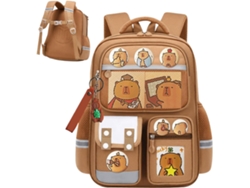 Mochila Capybara( Genérica), Impermeável Com Vários Bolsos E Grande Capacidade, Escolar Portátil Para