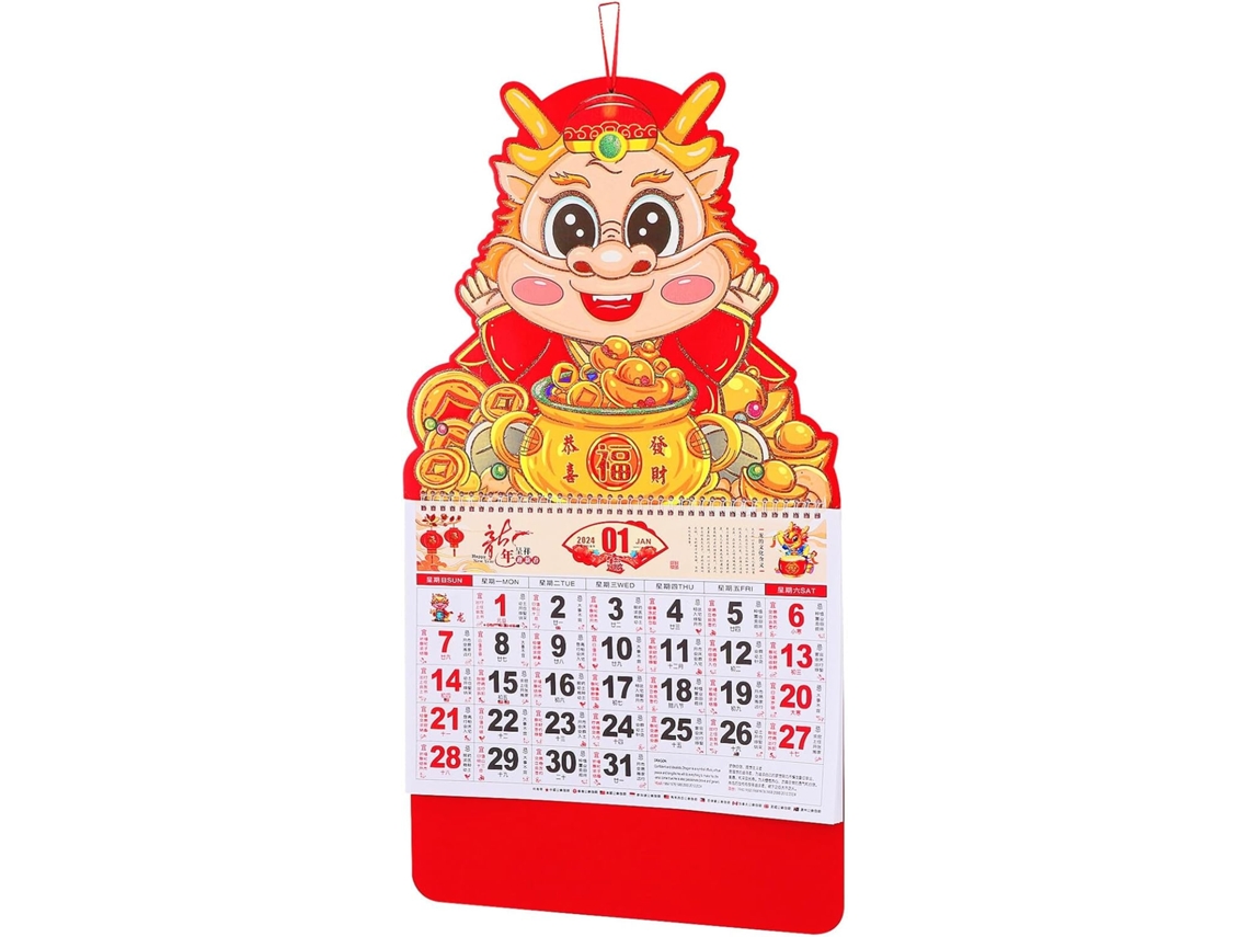 Calendario De Pared Chino, Colgante Del Año Del Dragón Para El Hogar Y La Oficina.
