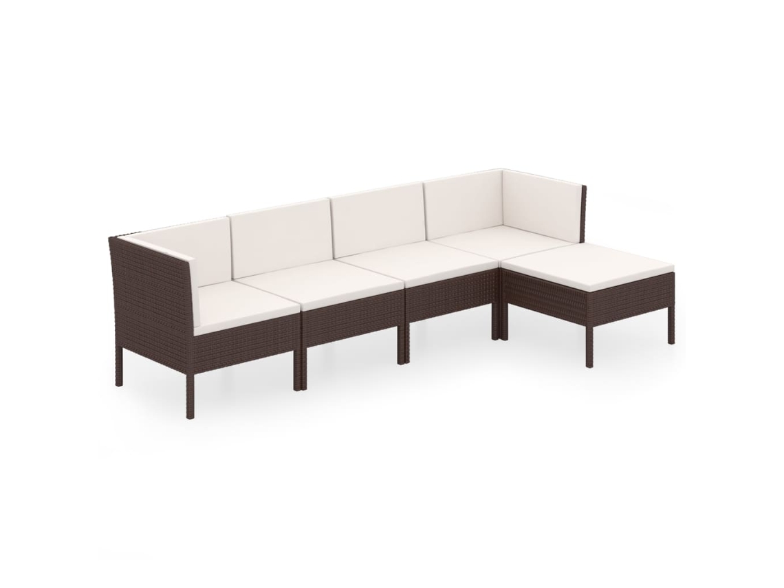 Maison Exclusive - Set Muebles De Jardín 5 Pzas Y Cojines Ratán Sintético Marrón