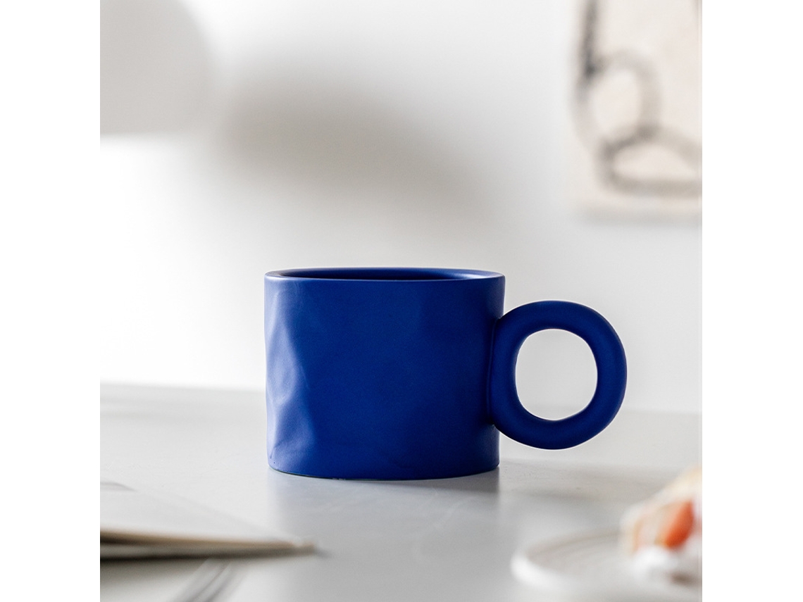 Taza de café artesanal Klein Blue Nordic Creative con pulsera, de porcelana. MDUG (450 ml)