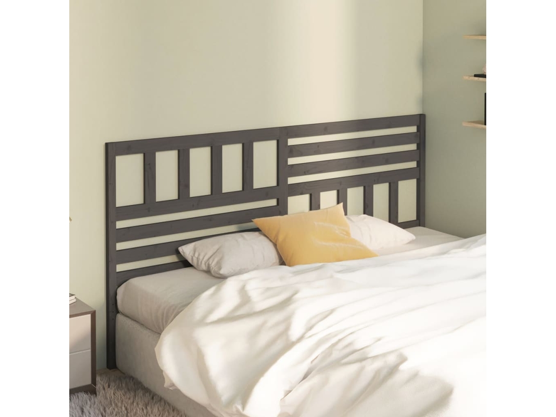 Cabecero De Cama Madera Maciza De Pino Gris 186x4x100 Cm