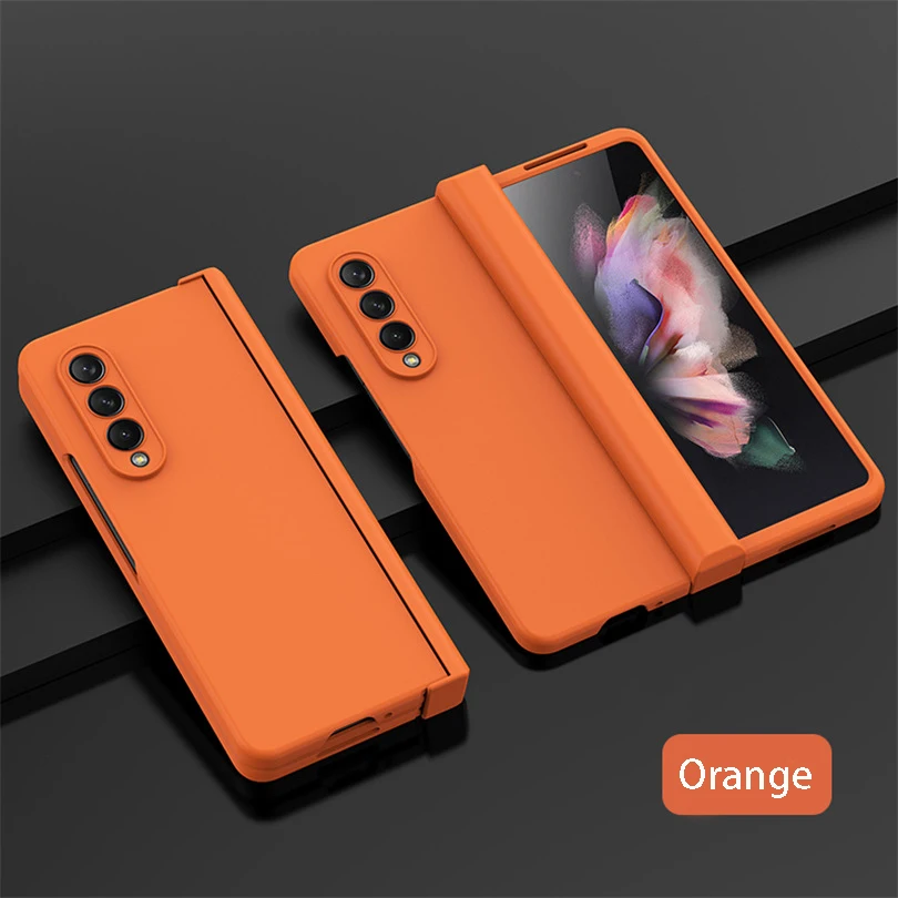 (naranja, Galaxy Z Fold3 5g) Funda Para Teléfono De Material Pc, Compatible Con Samsung, Funda Protectora Plegable Ultrafina Con Bisagra.