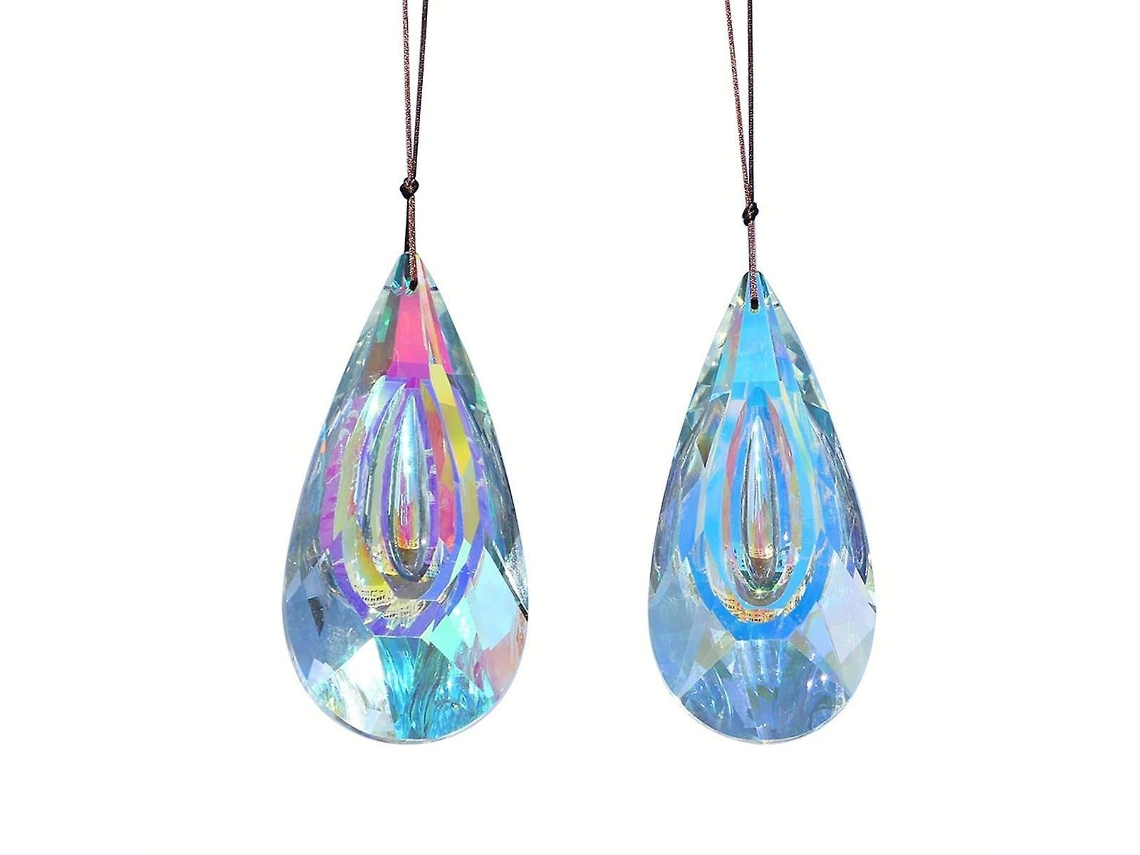 Atrapasol de cristal de 120 mm, paquete de 2 atrapasoles grandes con prisma, adornos colgantes para ventanas, colgante creador de arcoíris