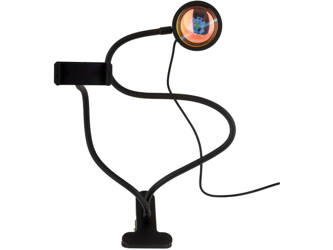 Lampara del Atardecer Sunset puesta de sol con USB, Luz LED Ajustable 16 Colores Mando a distancia (Lampara con Pinza) COSHANO