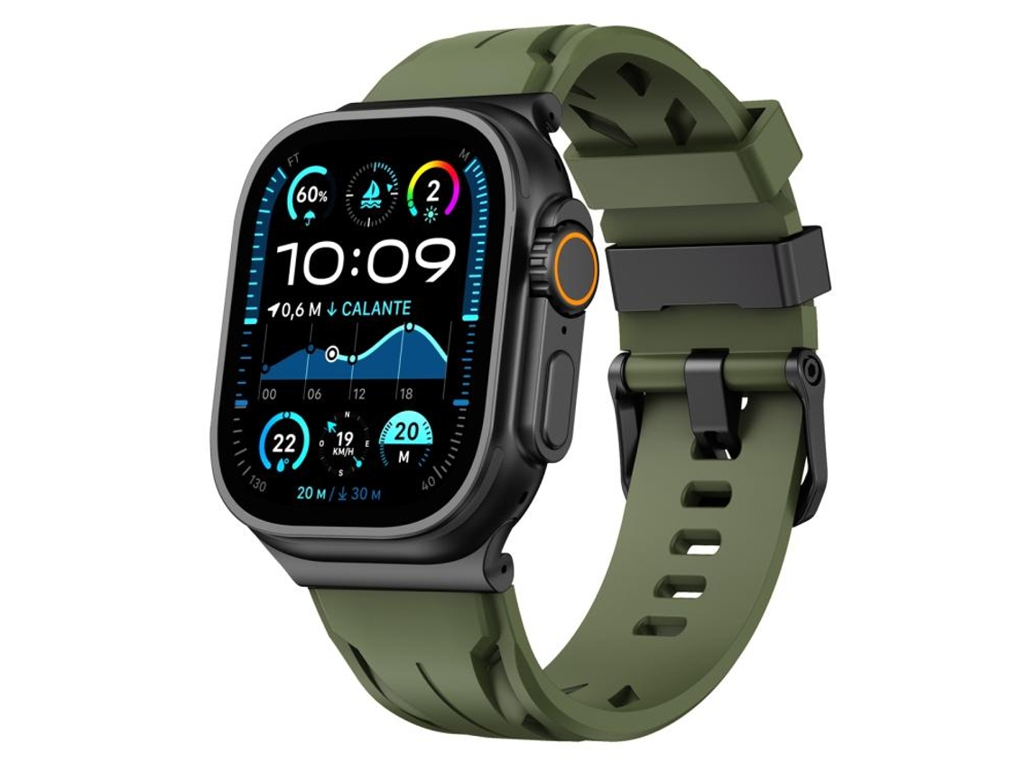 Correa para Apple Watch de 42/41/40/38 mm FWINL de silicona negra con hebilla
