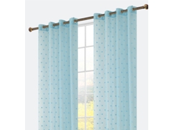 Cortina bordada con flores de algodón 140 x 260 cm Azul claro - Individual