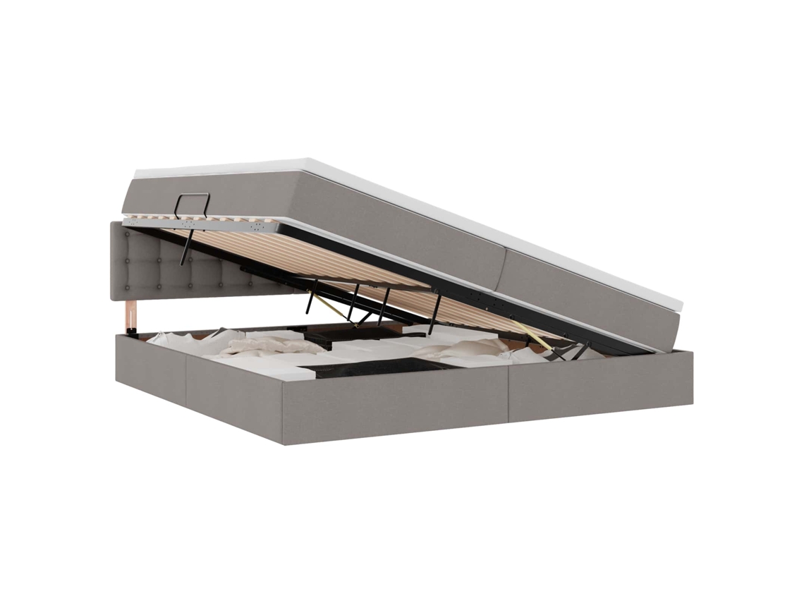 Maison Exclusive - Cama Con Almacenamiento Y Led Con Led Taupé 200 X 200 Cm Tela