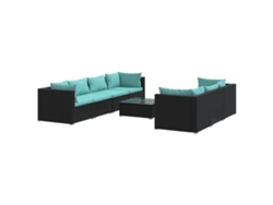 Maison Exclusive - 8 Pcs Conjunto Lounge De Jardim C/ Almofadões Vime Pe Preto