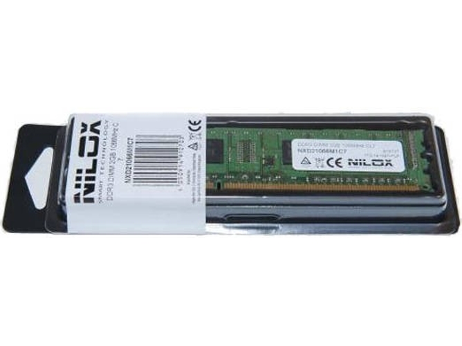 Memoria RAM DDR3 NILOX NXD21066M1C7 (1 x 2 GB - 1066 MHz - CL 7 - Verde)