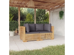 Sofás de jardín de 2 piezas con cojines, teca maciza, DKD Home Decor