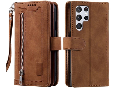 Funda Samsung Galaxy S22 Ultra HFS-HOUSE Cartera (Marrón)