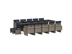 Maison Exclusive - Conjunto De Comedor De Jardín De 15 Piezas Con Cojines, Poliratán Gris