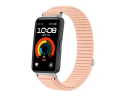 Bracelete Para Honor Band 10 / 9 - Nylon Trançado - Fecho De Velcro - Interface Metálica Rosa