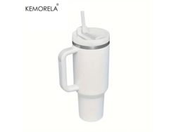 (estilo 2) Taza Térmica De Acero Inoxidable Con Asa, Tapa Y Pajita, Estilo Mujer