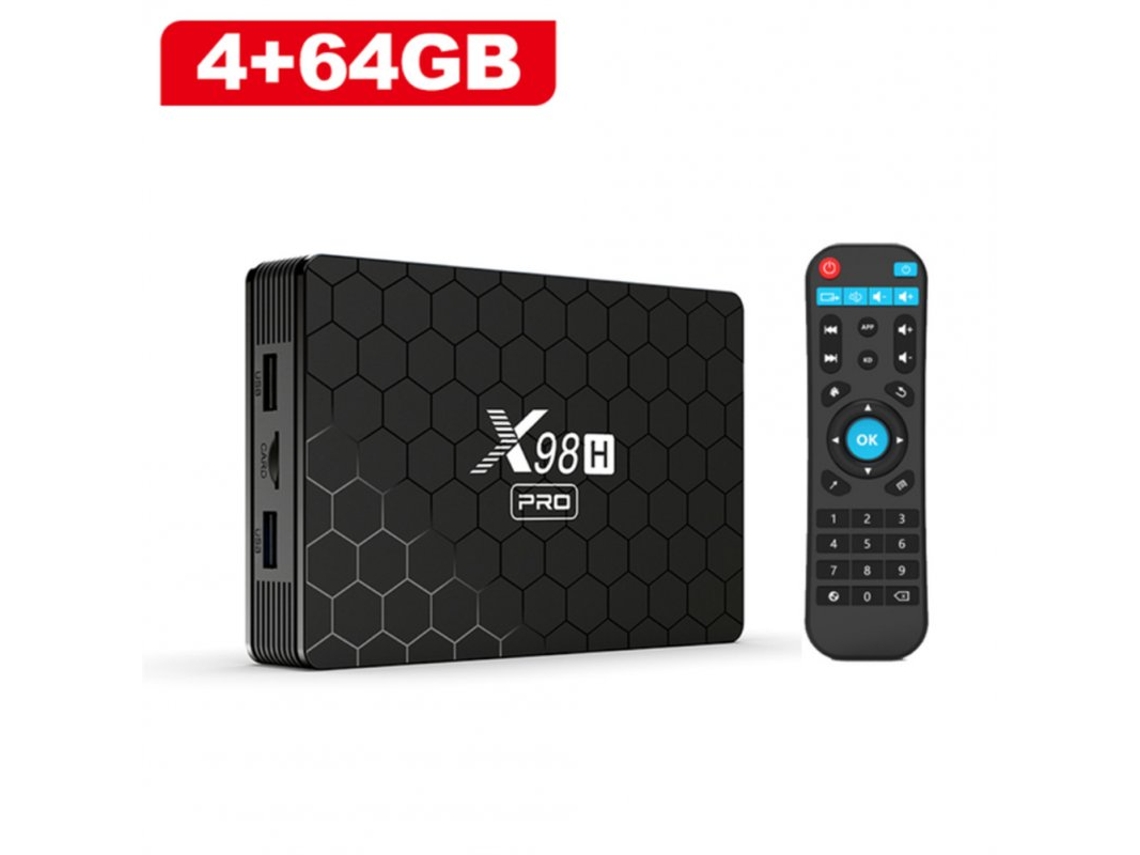 Box Smart Tv Android 12 X98h Pro Quad Core 4k 2.4g 5g Wifi Bluetooth 5.0 EE UU Enchufe 4 + 64GB