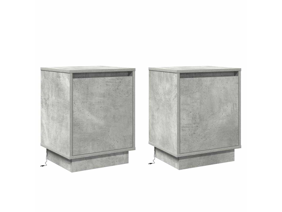 Maison Exclusive - Armario De Noche 2 Pcs Gris Concreto 39 X 34,5 X 50 Cm