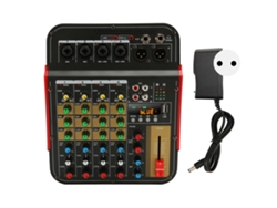 Misturador De Som Profissional 4 Canais Bluetooth Usb Mp3 Com Controle Dps E Display Digital Eu Plug