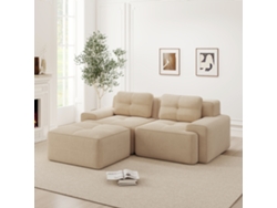 Sofá Modular L 2 Plazas - Corduroy, Asiento Profundo, Con Otomán, Cómodo - Beige