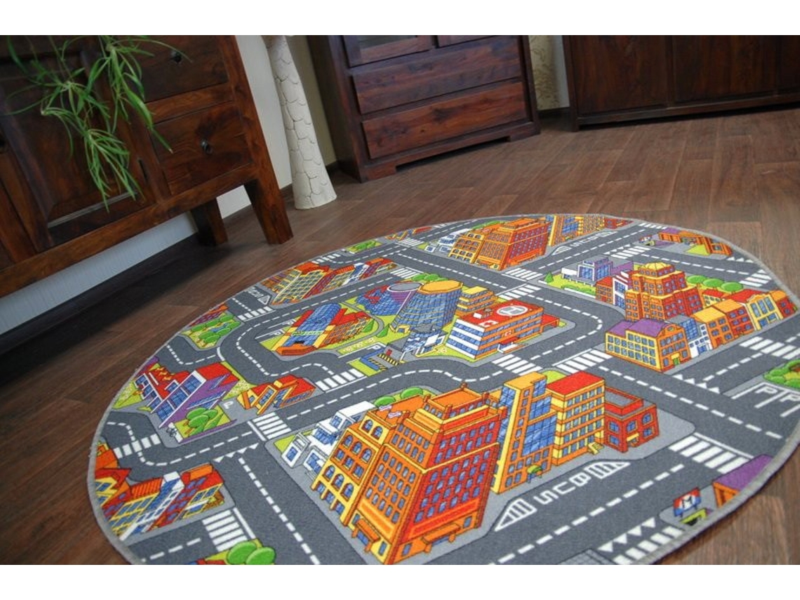 Alfombra Infantil Carreteras Big City Círculo Gris (circulo 100 cm)