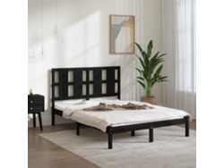 Estructura De Cama De Madera Maciza De Pino Negra 140x190 Cm